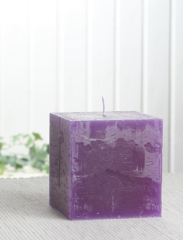 Rustik-Stumpenkerze, viereckig, 7,5 x 7,5 x 7,5 cm, lila-violett