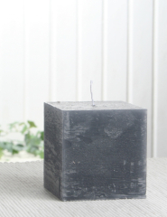 Rustik-Stumpenkerze, viereckig, 7,5x7,5x7,5 cm anthrazit-schwarz