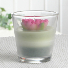 Kleine Dekokerze im Glas Lotusblüte, pink