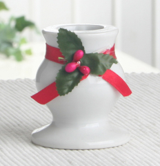 Keramik-Spitzkerzenhalter Weiße Weihnacht, ca. 5,5 x 5 cm Ø