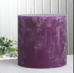 1-B-Ware!!! Rustik-Dreidochtkerze, 15 x 15 cm Ø, lila-violett (Blass)