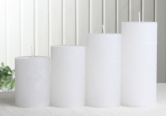 1-B-Ware: Rustik-Stumpenkerzen-Adventsset, mittel, 6 cm Ø, weiß