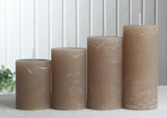 1-B-Ware: Rustik-Stumpenkerzen-Adventsset, mittel, 6 cm Ø, sand